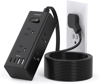 One Beat 10Ft Extension Cord with Multiple Outlets,Flat Plug Power Strip
