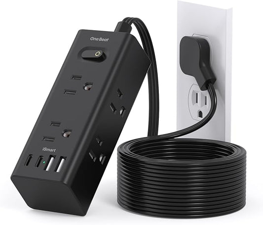 One Beat 10Ft Extension Cord with Multiple Outlets,Flat Plug Power Strip