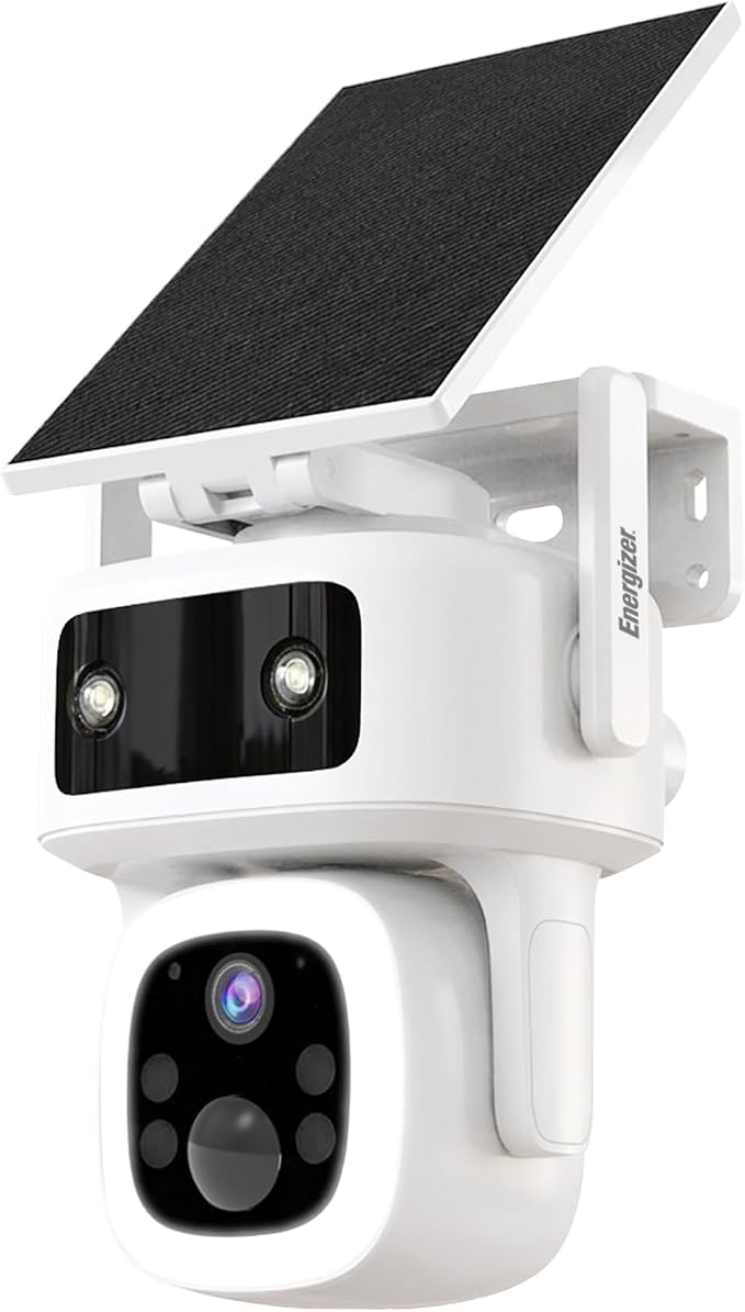 Energizer Smart 4G LTE Cellular Security Camera with Solar Panel, 2K Outdoor Wireless Pan Tilt Camera, No WiFi Required, Rechargeable Battery, Color Night Vision, Motion Detection, White
