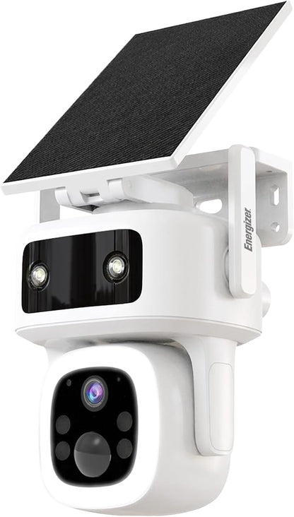 Energizer Smart 4G LTE Cellular Security Camera with Solar Panel, 2K Outdoor Wireless Pan Tilt Camera, No WiFi Required, Rechargeable Battery, Color Night Vision, Motion Detection, White