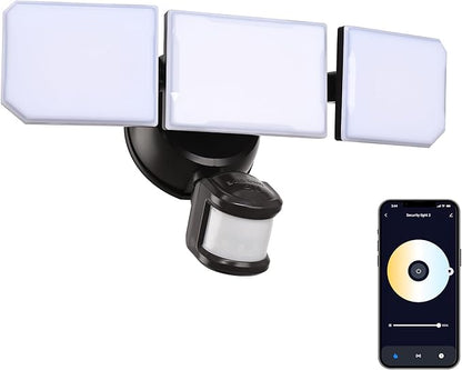 Guardian Smart Flood and Security Wall Light with 3 Lights 3,400 Lumens 30 Watts and Programmable Motion and Photo Sensor in Bronze, Works with Android or iOS