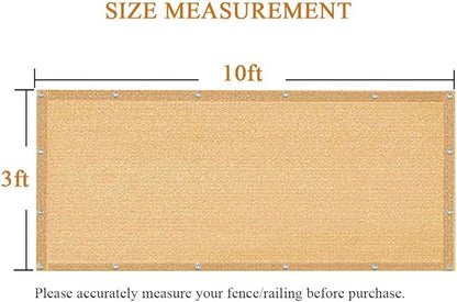 iCover 3x10ft Balcony Privacy Screen Fence, UV-Resistant Railing Fencing Cover for Porch Deck Patio Garden Backyard, Cable Zip Ties Included, Sand
