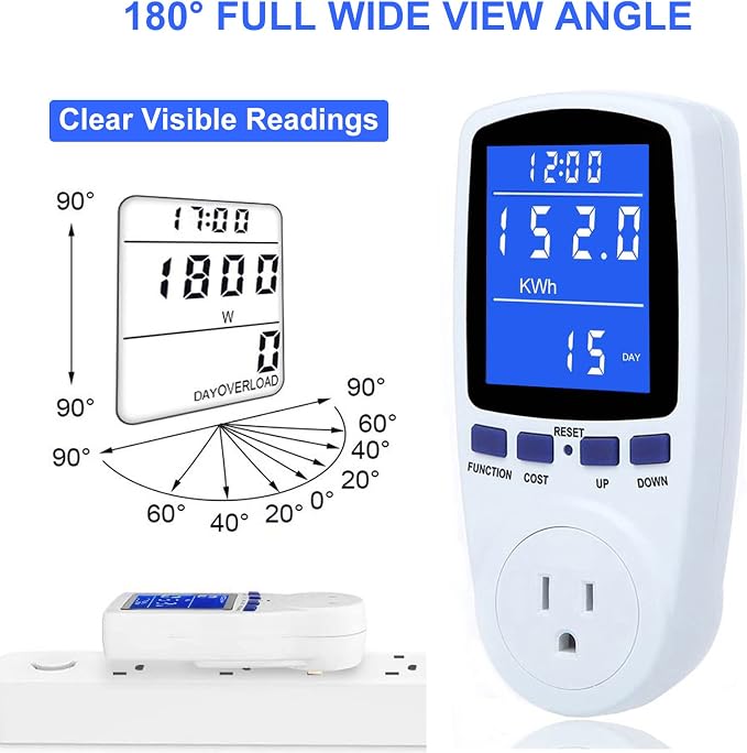 2 Pack Upgraded Watt Meter Power Meter Plug Home Electricity Usage Monitor, Electrical Usage Monitor Consumption, Energy Voltage Amps Kill Meter Tester with Backlight, 7 Modes Display