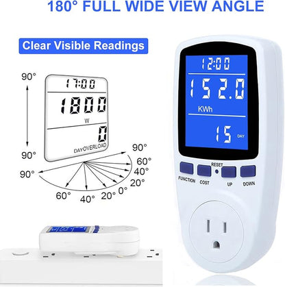 2 Pack Upgraded Watt Meter Power Meter Plug Home Electricity Usage Monitor, Electrical Usage Monitor Consumption, Energy Voltage Amps Kill Meter Tester with Backlight, 7 Modes Display