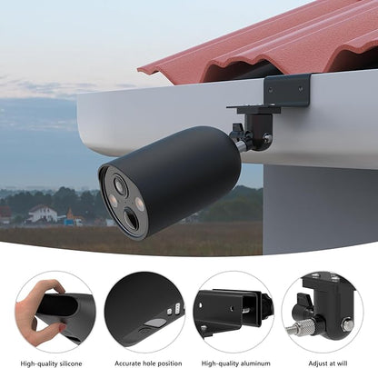 Gutter Mount with Silicone Cover Skin for TP-Link Tapo MagCam 2024 PCMag(Tapo C425) and Tapo SolarCam 2K Security Cameras (Black)