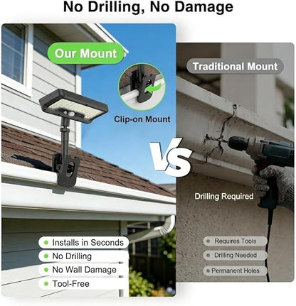 iMaihom Clip On Solar Lights Outdoor with Motion Sensor, 92 LED 600LM Solar Fence Lights, Warm/Neutral/Cool White, 360° Adjustable, IP65 Waterproof Security Light for Deck, Gutter, Porch (4, Black)