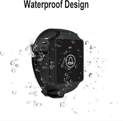 WiFi Caregiver Call Button System Smart App Alert Wrist Pager Emergency Call Button Personal Help Device for Elderly Patients (1 Bracelet + 1 Receiver)