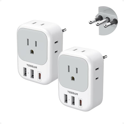 TESSAN Italy Travel Plug Adapter, Type L Plug 2 Pack