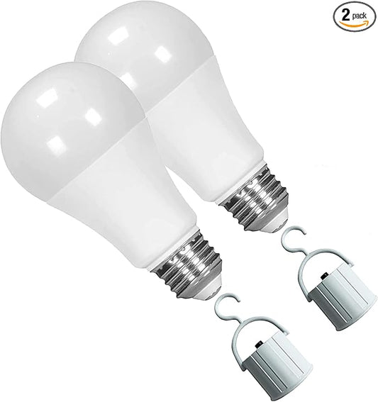 Ciata Lighting LED Smart Emergency Light Bulb with Rechargeable Battery Back-up - Intelligent Lighting, Lasts 3-4 Hours During Power Outage - Extra Hook for Camping, Outdoor (2 Pack)