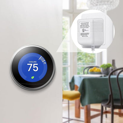 Hotop C Wire Adapter 24 Volt Transformer Compatible with Nest Honeywell Ecobee Emerson Sensi Smart WiFi (White)