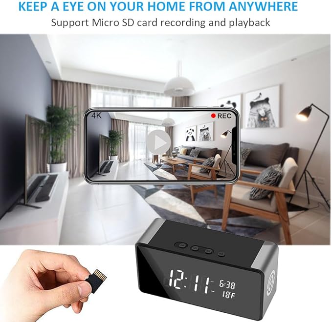 WiFi Wireless Mini Security Camera, Full HD 4K/2K/1080P Surveillance Cam for Home Safety Support 5G&2.4G with Night Vision and Motion Detection, APP Control with SD Storage