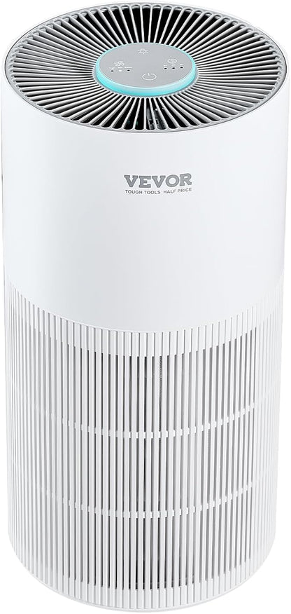 VEVOR Air Purifier for Home Bedroom, H11 HEPA Layer Filter 1100 ft²/h Smart Air Purifier with Speed Control & Child Lock Guard, 25 dB Sleep Mode Air Cleaner with Convenient Touch Panel