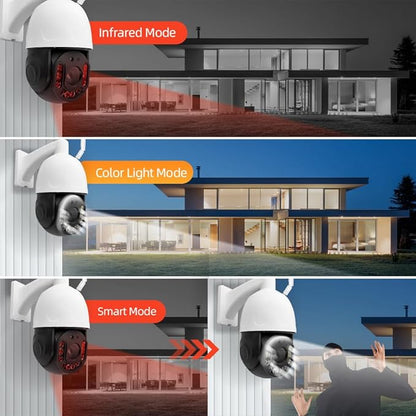 5MP 30X Optical Zoom Security PTZ Camera, WiFi 2.4GHz 5GHz Speed Dome Wireless IP Camera, Motion Detection Auto Tracking Outdoor Color Night Vision Infrared 390ft