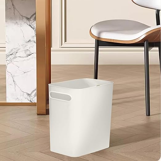 Versatile 1.8 Gallon Plastic Trash Can - The Compact Bin for Bathroom, Kitchen, or Home Office - White