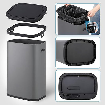 Garvee 13 Gallon Automatic Sensor Trash Can with Motion Activated Lid - Touchless Kitchen & Bathroom Garbage Bin, Battery Powered Smart Can for Office/Bedroom (50L Capacity)