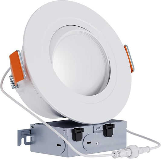 HALO RA 6-Inch Canless LED Recessed Downlight with Adjustable Gimbal, Selectable Lumens and Selectable Color Temperature Settings, Dim-to-Warm Technology, Damp Location Rated - RA6LS9FSD2W1EWHDM