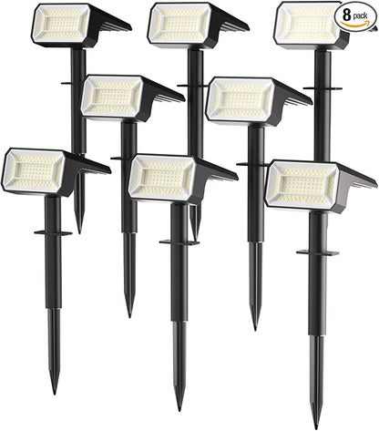 Fabrito 8 Pack Solar Spot Lights Outdoor Waterproof IP67, [108 LEDs, 4 Modes] Dusk to Dawn Spotlights for All Night, 2-in-1 Solar Landscape Lights for Garden, Yard, Tree, Pool, Cool White