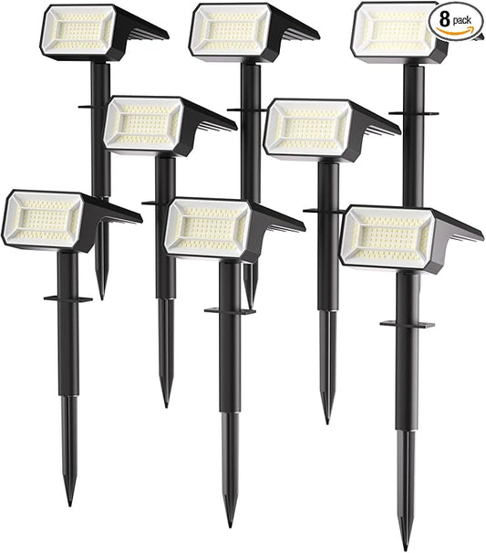 Fabrito 8 Pack Solar Spot Lights Outdoor Waterproof IP67, [108 LEDs, 4 Modes] Dusk to Dawn Spotlights for All Night, 2-in-1 Solar Landscape Lights for Garden, Yard, Tree, Pool, Cool White
