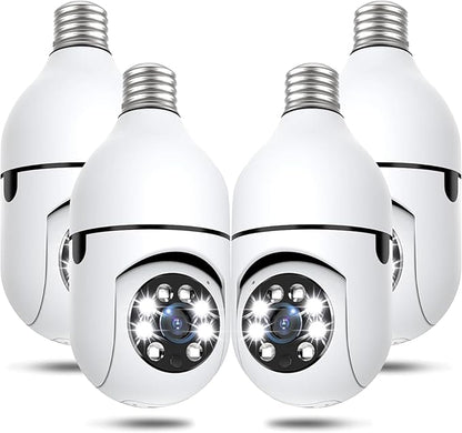 Light Bulb Security Cameras Wireless Outdoor, 5G&2.4GHz 4MP Security Camera 360° PTZ Cameras for Home Security with Color Night Vision, 2 Way Talk, AI Human Detection, Screw in Light Socket, 4Packs
