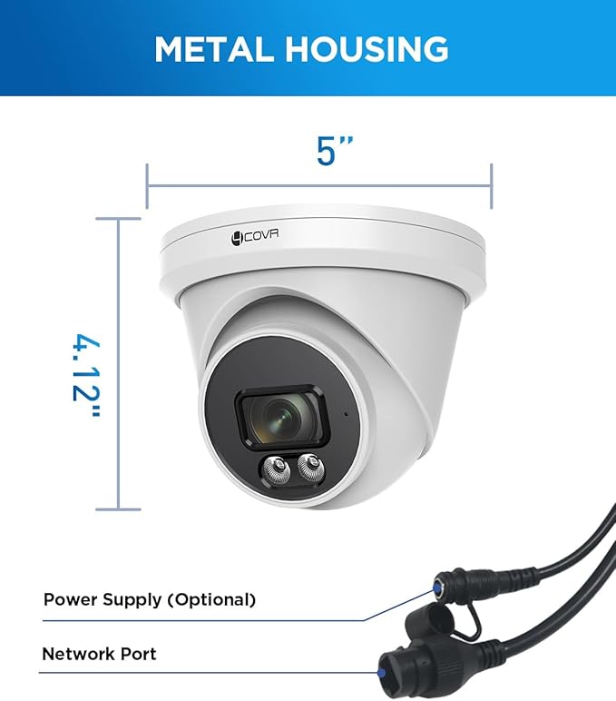 4COVR Security Camera Outdoor, 5MP PoE Wired Surveillance Video IP Camera Built-in Mic, Smart AI Person/Vehicle Detection, 100ft IR HD Night Vision, 2.8mm Lens, IP67 Weatherproof, LY97SA5MA