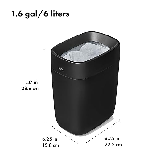 OXO Good Grips Bathroom Trash Can, Black