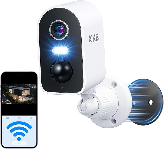 KKB 2K Security Cameras Wireless Outdoor, Magnetic Mount, 2.4G WiFi Battery Powered Camera for Home Security Indoor, Color Night Vision, iCam365 Remote, SD/Cloud Storage, AI Detection, 2 Way Talk
