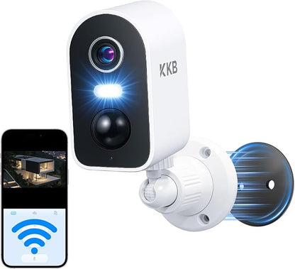KKB 2K Security Cameras Wireless Outdoor, Magnetic Mount, 2.4G WiFi Battery Powered Camera for Home Security Indoor, Color Night Vision, iCam365 Remote, SD/Cloud Storage, AI Detection, 2 Way Talk