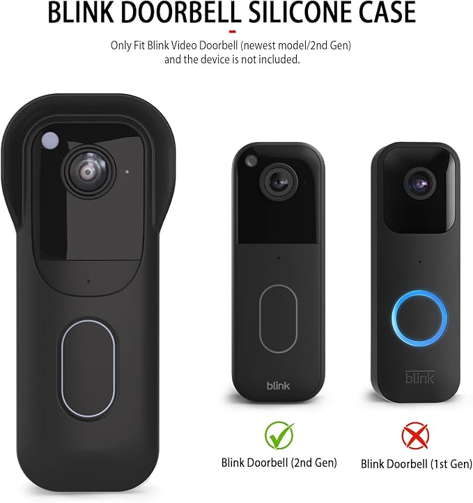 Blink Doorbell Camera Cover - Weatherproof Silicone Protective Case with Brim for for Blink Video Doorbell 2025 New Model (2nd Gen), Full Protection, Easy Installation (Black)