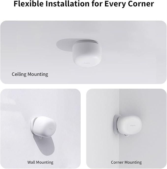 Aqara Zigbee Presence Sensor FP1E, mmWave Radar Wired Motion Sensor, AI Spatial Learning, Supports HomeKit, Alexa, Google Home, Matter Over Bridge, Requires Aqara Zigbee 3.0 Hub