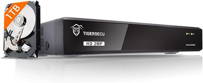 TIGERSECU Super HD 1080P 4 Channel DVR Security Recorder with 1TB Hard Drive, Hybrid 6-in-1 CCTV DVR Recorder Compatible with 2MP and 5MP TVI, AHD, CVI, Analog, RS485 PTZ and IP Cameras