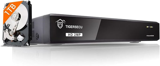 TIGERSECU Super HD 1080P 4 Channel DVR Security Recorder with 1TB Hard Drive, Hybrid 6-in-1 CCTV DVR Recorder Compatible with 2MP and 5MP TVI, AHD, CVI, Analog, RS485 PTZ and IP Cameras