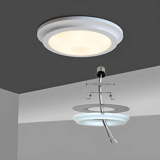 Aspen Creative 21067-11, Recessed Lighting Converter Kit, 8" Diameter, White Plastic Medallion, Set of 1