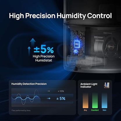 DREO 6L Humidifiers for Bedroom, Smart Warm & Cool Mist for Large Room, 60Hr Quiet Runtime for Baby, Plant, Humidity Sensor, Indicator Light, 12H Timer, Google/Alexa, Black