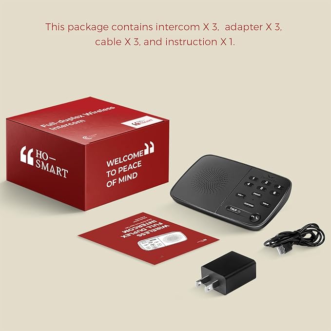 Hosmart Intercoms Wireless for Home UltraSpeak, 2025 Full Duplex Wireless Intercom System for Business, Room to Room Intercom Two Way Real-time Intercom with 1300 Feet Range (3 Stations)