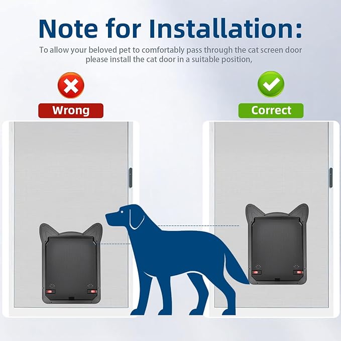 Pet Screen Door for Medium Dogs & Cats - Heavy Duty Magnetic Lockable Flap, Inside Door 10.12x8.15inch, Easy Install for Sliding Glass/Patio Doors Screen, Scratch-Resistant & Security Latch (Size L)
