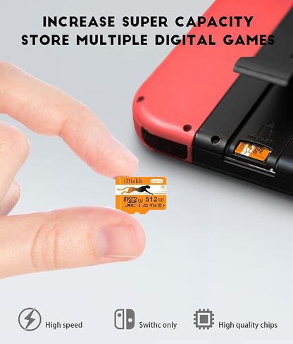 iDiskk 256GB Gaming Micro SD Card MicroSDXC Memory Card for Nintendo-Switch,Xbox,GoPro, Dash Cam, Security Camera, 4K Video Recording,with Adapter