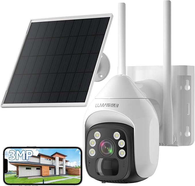 Solar Security Cameras Wireless Outdoor, 2K Pan-Tilt 360° View, Dual-Band WiFi (5G & 2.4GHz), Battery/Solar Powered with Spotlight, Color Night Vision, Human Detection, Siren Alarm