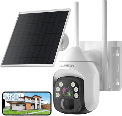Solar Security Cameras Wireless Outdoor, 2K Pan-Tilt 360° View, Dual-Band WiFi (5G & 2.4GHz), Battery/Solar Powered with Spotlight, Color Night Vision, Human Detection, Siren Alarm