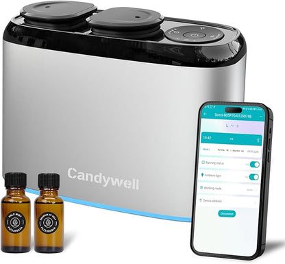 Smart Essential Oil Diffuser with Dual Nozzle & App Control, Waterless Diffuser for 1500 Sq Ft, with 4 Timer & 4 Mist Levels, Hotel Scent Diffuser for Home & Office