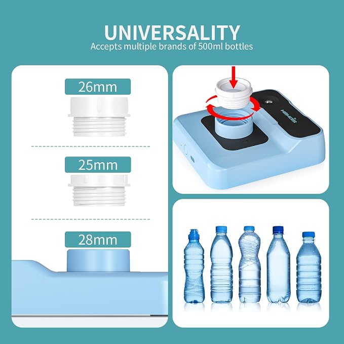 Travel Humidifier, Portable Humidifier for Plants, Bedroom, Office, Hotel or Car, Battery Operated Mini Cool Mist Humidifiers, Quiet 23dB, Auto-off, Night Light & BPA-Free, Light-Blue