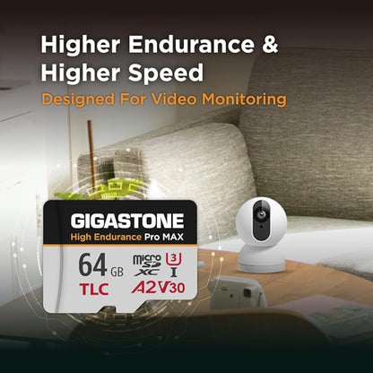 【5 Yrs Free Data Recovery】【Dash Cam】 GIGASTONE 64GB Micro SD Card, TLC High Endurance Pro MAX, Speed Up to 95MB/s, Compatible with REDTIGER Rove VIOFO VANTRUE PRUVEEO, MicroSDXC UHS-I A2 V30 U3