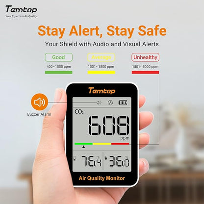 Temtop C1 Dual Pack CO2 Monitor Indoor Air Quality Monitor Portable CO2 Meter, CO2, Temperature, Humidity for Home, Office, School