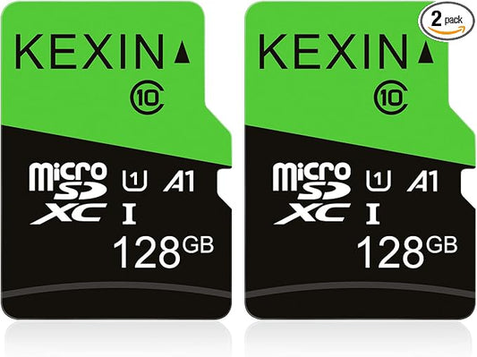 KEXIN 128GB Micro SD Card 2 Pack - High Speed Class 10 Memory Card with SD Adapter - UHS-I, C10, U1 - Ideal for Cameras, Smartphones, and Tablets