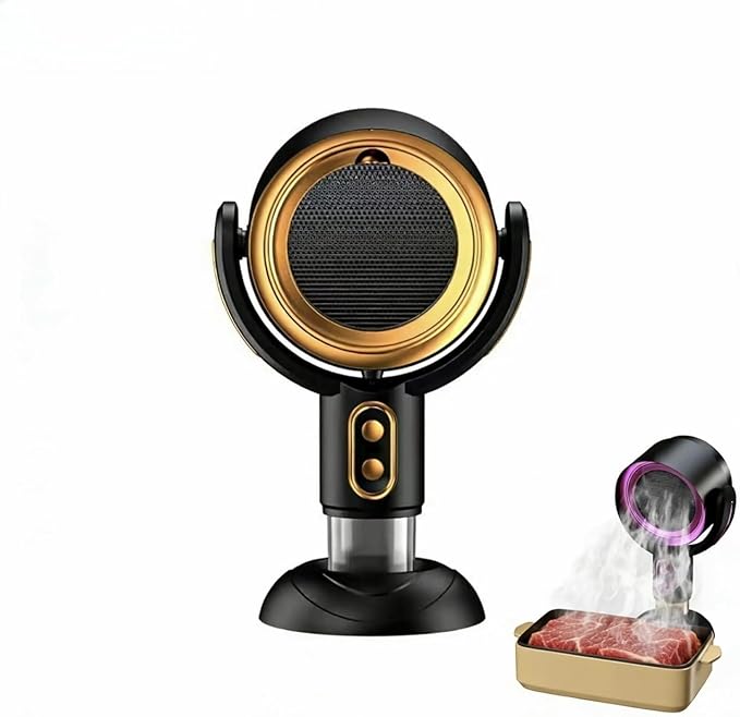Portable Smoke Away Purifier Fan for Cooking, Tabletop Smoke Catcher with Dual Filters, Adjustable Angle USB Smoke Fan for Indoor BBQ Hot Pot Kitchen(Gold)