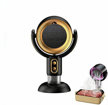 Portable Smoke Away Purifier Fan for Cooking, Tabletop Smoke Catcher with Dual Filters, Adjustable Angle USB Smoke Fan for Indoor BBQ Hot Pot Kitchen(Gold)