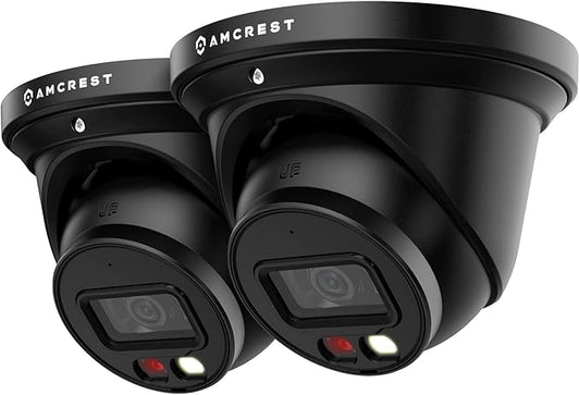 Amcrest 2-Pack UltraHD 4K (8MP) IP PoE AI Camera, 49ft Nightcolor, Security Outdoor Turret Camera, Built-in Mic, Human Detection, Active Deterrent, 129° FOV, 4K@15fps 2PACK-IP8M-2779EB-AI (Black)