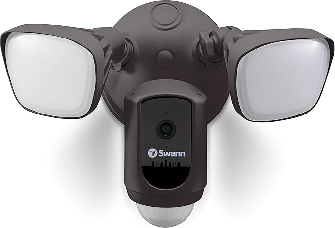 Swann Wi-Fi 1080p Waterproof Motion Activated FloodLight Camera with Night Vision, Heat Sensing, 2-Way Talk, Dimmable 2400 Lumens, Wide 125 Degree Viewing, Free Cloud & Local Recording