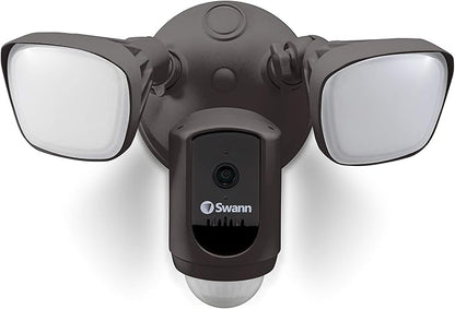 Swann Wi-Fi 1080p Waterproof Motion Activated FloodLight Camera with Night Vision, Heat Sensing, 2-Way Talk, Dimmable 2400 Lumens, Wide 125 Degree Viewing, Free Cloud & Local Recording