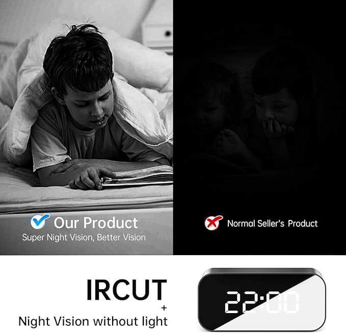 Mini Camera Clock WiFi Camera Alarm 4K FHD Covert Nanny Cam Video Recorder Wireless Indoor Home Office Security Night Vision Motion Detection 5G and 2.4G Wi-Fi Cameras Clock