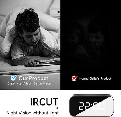 Mini Camera Clock WiFi Camera Alarm 4K FHD Covert Nanny Cam Video Recorder Wireless Indoor Home Office Security Night Vision Motion Detection 5G and 2.4G Wi-Fi Cameras Clock
